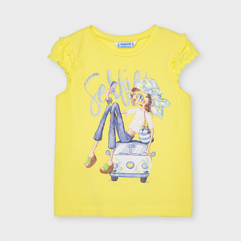 Mayoral T-Shirt Rüschen Puppe Mädchen gelb Art.3013